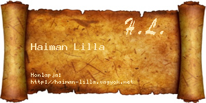 Haiman Lilla névjegykártya